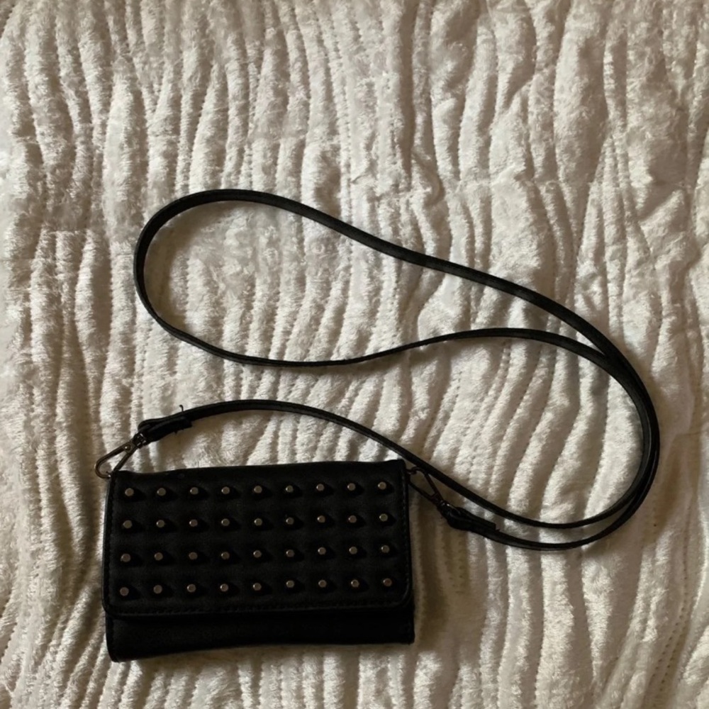 Black studded wallet clutch
